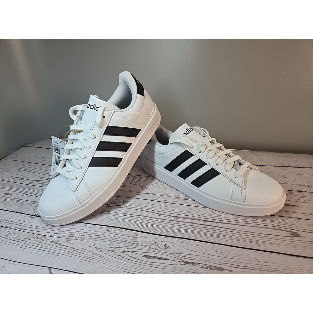 Adidas Women's Size 8.5 Grand Court 2.0 Shoes White With Black Stripes GW9214